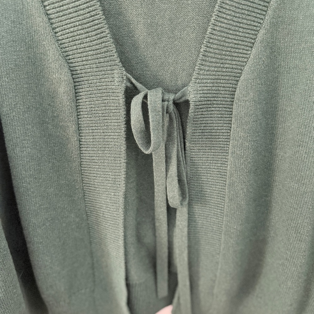 Free People Beach Solar Sweater Set in Pine Heather Knit Tie Cardigan & Pants LG - Picture 6 of 10